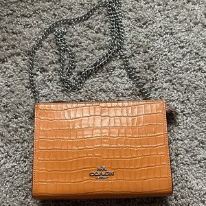 Coach Croc-Embossed Orange Crossbody Bag